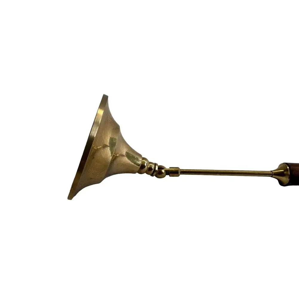 Vintage MCM Candle Snuffer Gold Long Wood Handle Functional Decor